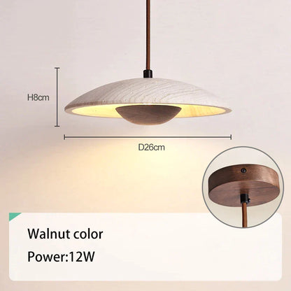 Lámpara colgante DecorBites™ de madera y piedra color crema para dormitorio - Iluminación ambiental de estilo danés