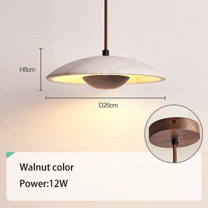 Lámpara de araña DecorBites™ de madera y piedra color crema: Lámpara colgante de estilo danés para dormitorio que crea un ambiente natural.