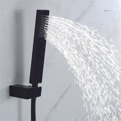 DecorBites™ Gold/Black Tub Shower Set Wall Mount Waterfall Mixer Tap Brass Rotatable