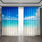 Decobites Waterfall Beach Scenery Printed Curtains for Kitchen, Coffee Shop & Living Room