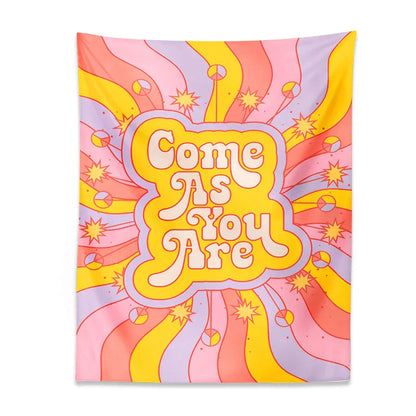 Decobites Retro Sun Rainbow Tapestry | Inspirational Psychedelic Wall Art for Vintage Home Décor