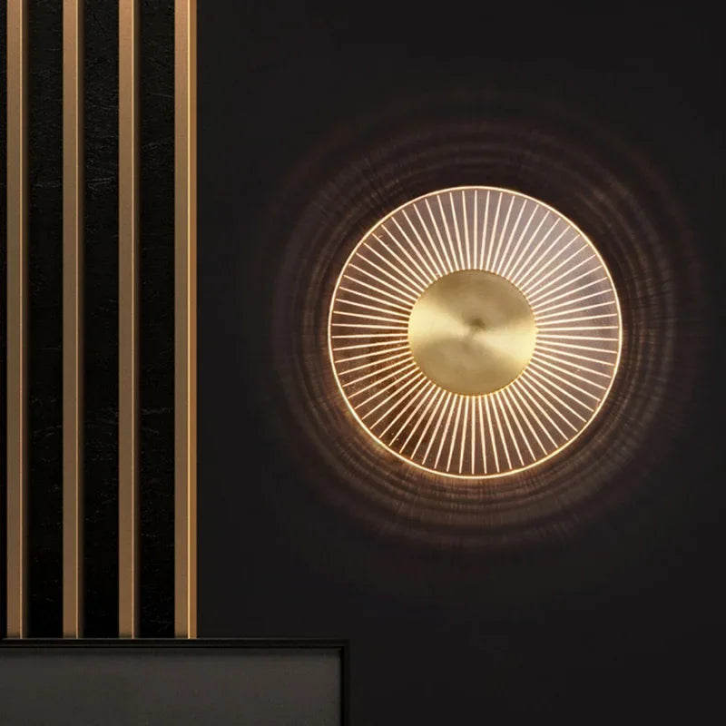 DecorBites™ Gold LED Round Wall Lamp for Elegant Indoor Lighting