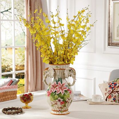 DecorBites™ Elephant Vase: European Style Ceramic Home Decor for Living Room, Table, and Porch