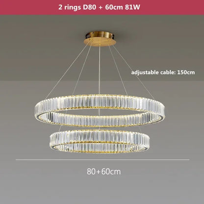 DecorBites™ Gold Crystal Chandelier: Modern Luxury Round Square Pendant Light for Living Room