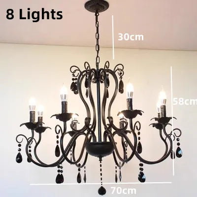 ثريا DecorBites™ المعدنية باللونين الأسود والأبيض مع قلادات كريستالية لإضاءة منزلية أنيقة