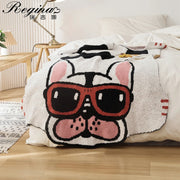 Manta Tejida de Bulldog Kawaii™ de Decorbites - Manta de Diseño de Perro Acogedora