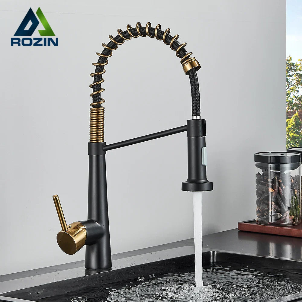 DecorBites™ Black Gold Kitchen Faucet with Pull Down Sprayer