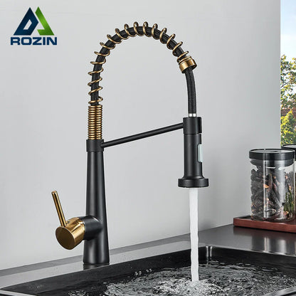 DecorBites™ Black Gold Kitchen Faucet with Pull Down Sprayer