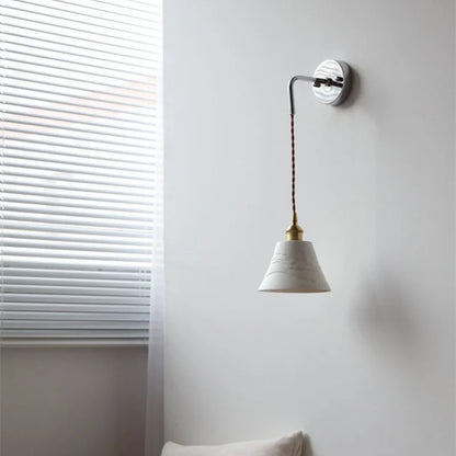 DecorBites™ Ceramic LED Wall Sconce Pull Chain Switch Bedside Lamp White Nordic Modern Fixtures