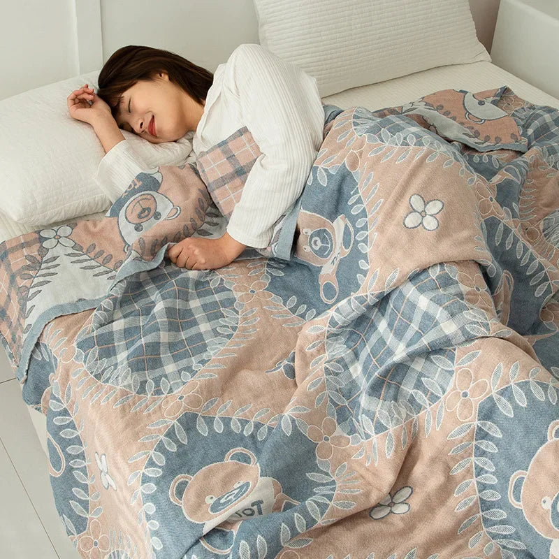 DecorBites™ Double Cotton Blanket: Soft & Breathable Bed Cover