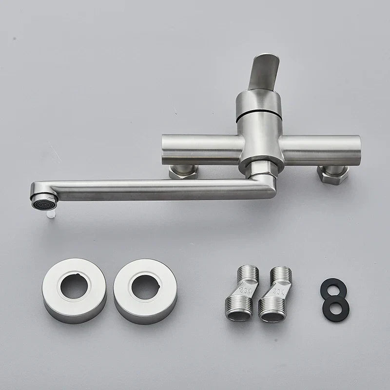 DecorBites™ Brushed Nickel Kitchen Faucet - Double Hole Mixer for Cold and Hot Water