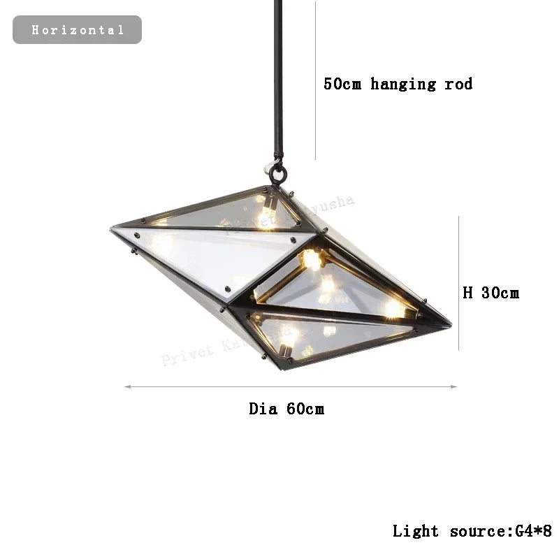 DecorBites™ Angular Diamond Glass Chandelier Ceiling Light for Home Decor