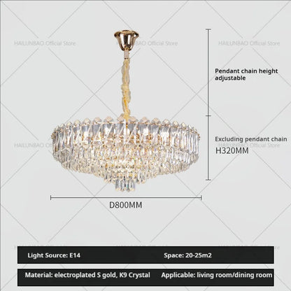 DecorBites™ Crystal Chandelier: Luxury French Style Light for Elegant Living Room & Dining Area