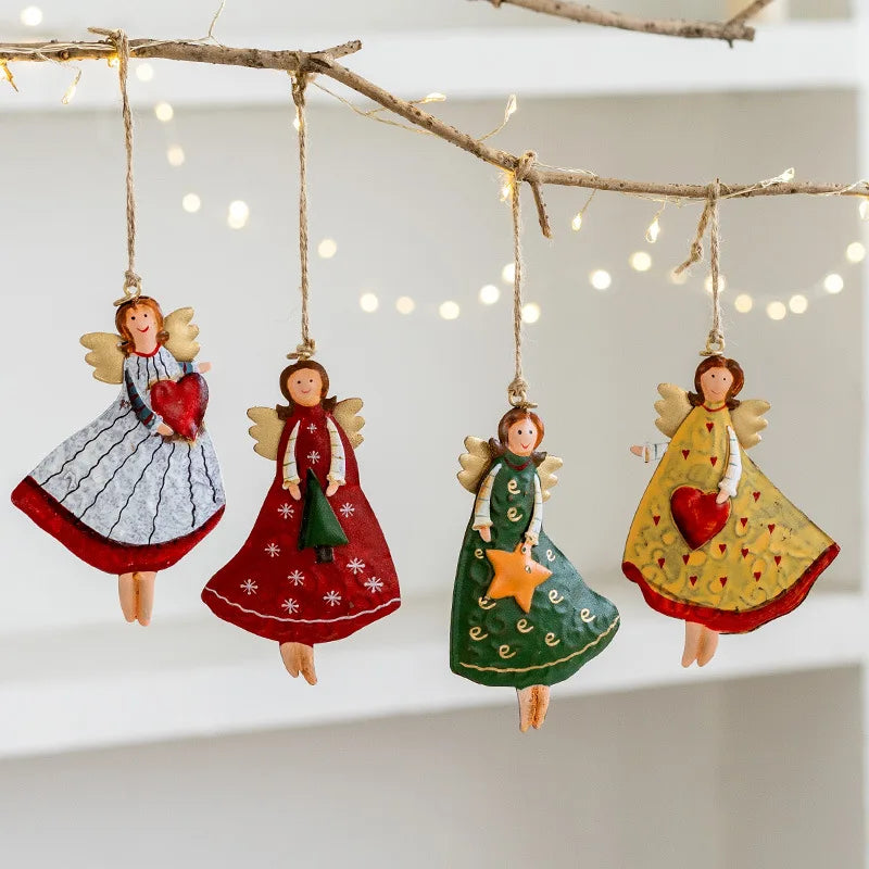 American Country Retro Old Iron Christmas Angel Girl Decoration Pendant Christmas Tree Decoration