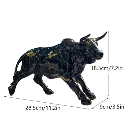 DecorBites™ Bull Statue Feng Shui Luxury Resin Sculpture Home Decor Miniature Art Objects
