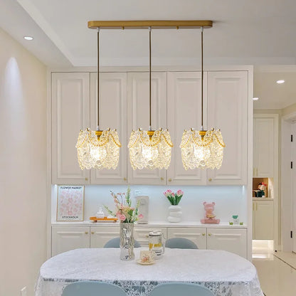 DecorBites™ Carved Glass Pearl Chandelier for Dining Room, Living Bedroom, Study, Balcony - LED Pendant Lighting