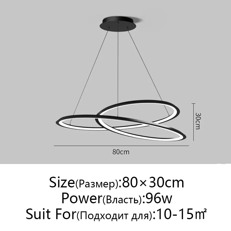 DecorBites™ Circular Black/White Chandelier for Living, Dining, and Kitchen Room