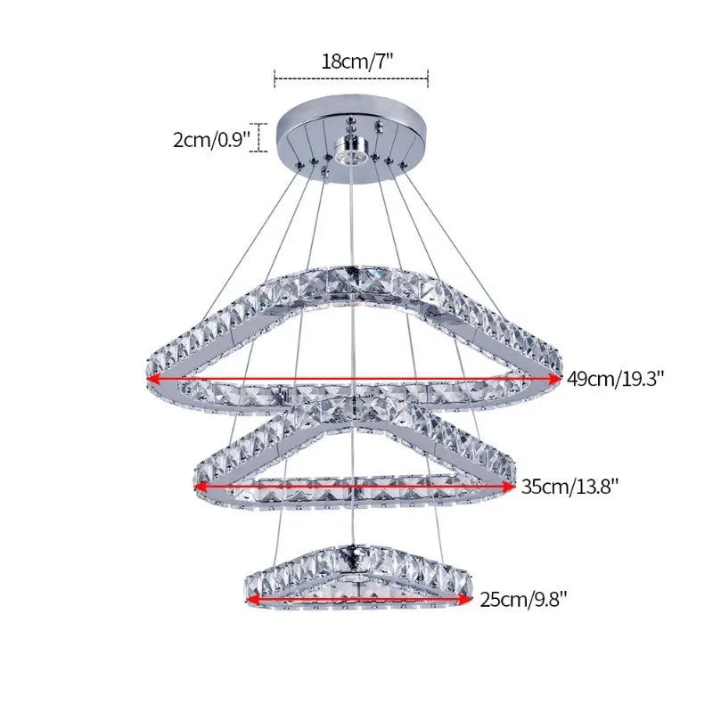 DecorBites™ Crystal Triangle Chandelier: Modern K9 Pendant Light for Living & Dining Room