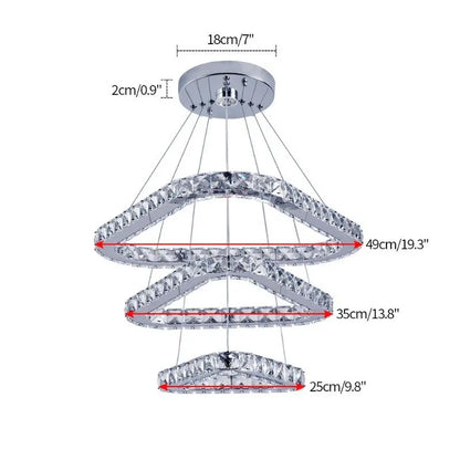 DecorBites™ Crystal Triangle Chandelier: Modern K9 Pendant Light for Living & Dining Room