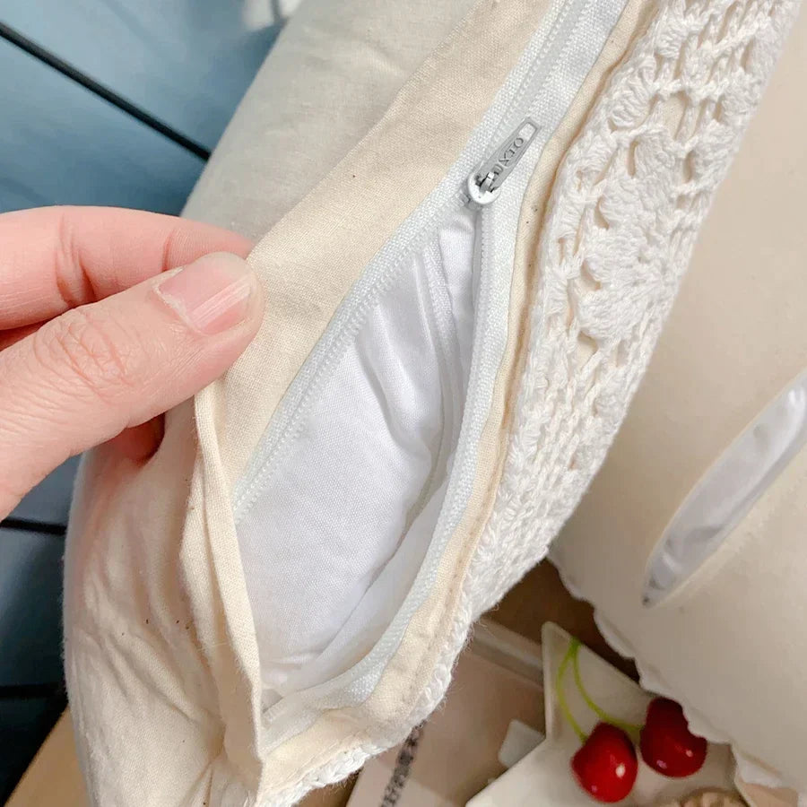 Funda de cojín DecorBites™ de ganchillo, hecha a mano, tejida a mano, 40 x 40 cm, cuadrada, circular, decorativa.