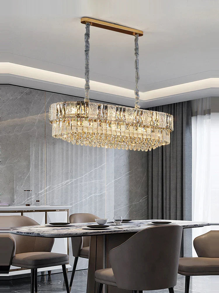 DecorBites™ K9 Crystal Gold Chandelier Lighting for Living Room