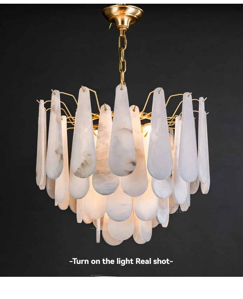 Copper Marble Pendant Light With E14 LED Bulb