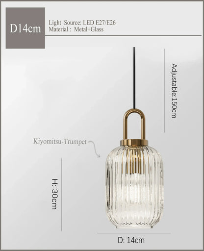 DecorBites™ Japanese Glass Pendant Light: Modern Nordic LED Hanging Lamp for Bedroom Home Décor