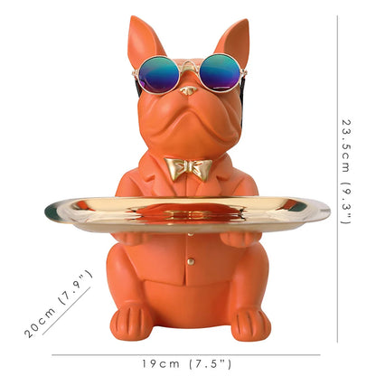 DecorBites™ Bulldog Storage Tray Coin Bank Key Holder Modern Statue Figurine