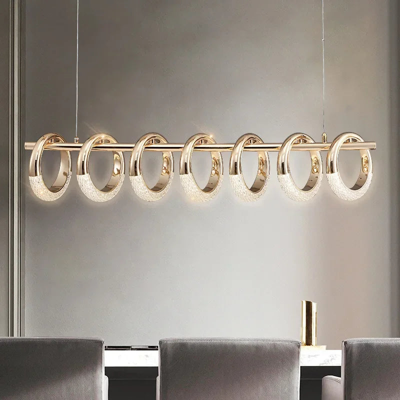 DecorBites™ Gold Acrylic Circle Ring LED Pendant Chandelier