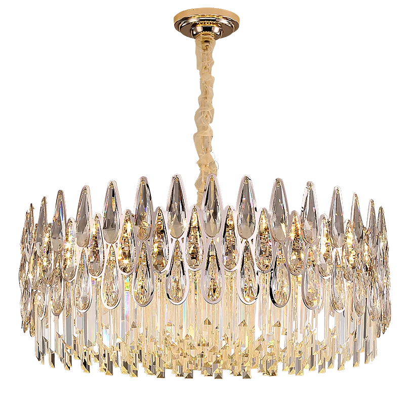DecorBites™ Crystal LED Chandelier | Long Stairway Villa Light | Modern Luxury Post Lamp