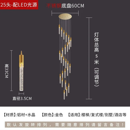 DecorBites™ Crystal Rotating Staircase Chandelier: Luxe Duplex Living Room Pendant