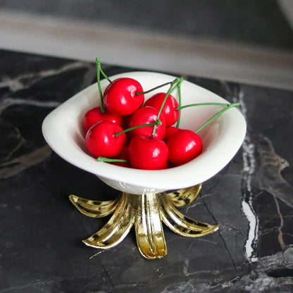 DecorBites™ Golden Branches Ceramic Fruit Plate Tray Bowl Home Decoration Accessories