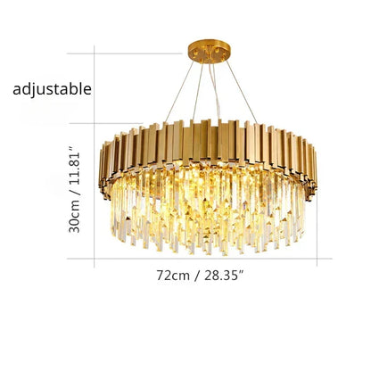DecorBites™ Golden Crystal Chandelier LED Ceiling Light for Living Room & Lobby