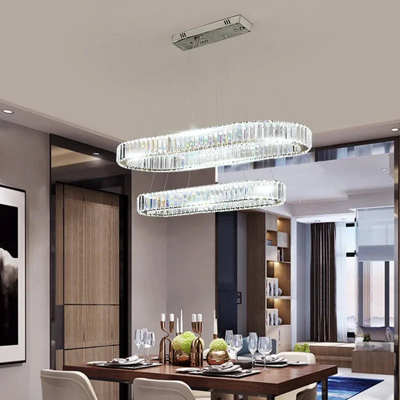 DecorBites™ Crystal LED Chandelier: Modern Luxury Lighting for Living & Dining Room