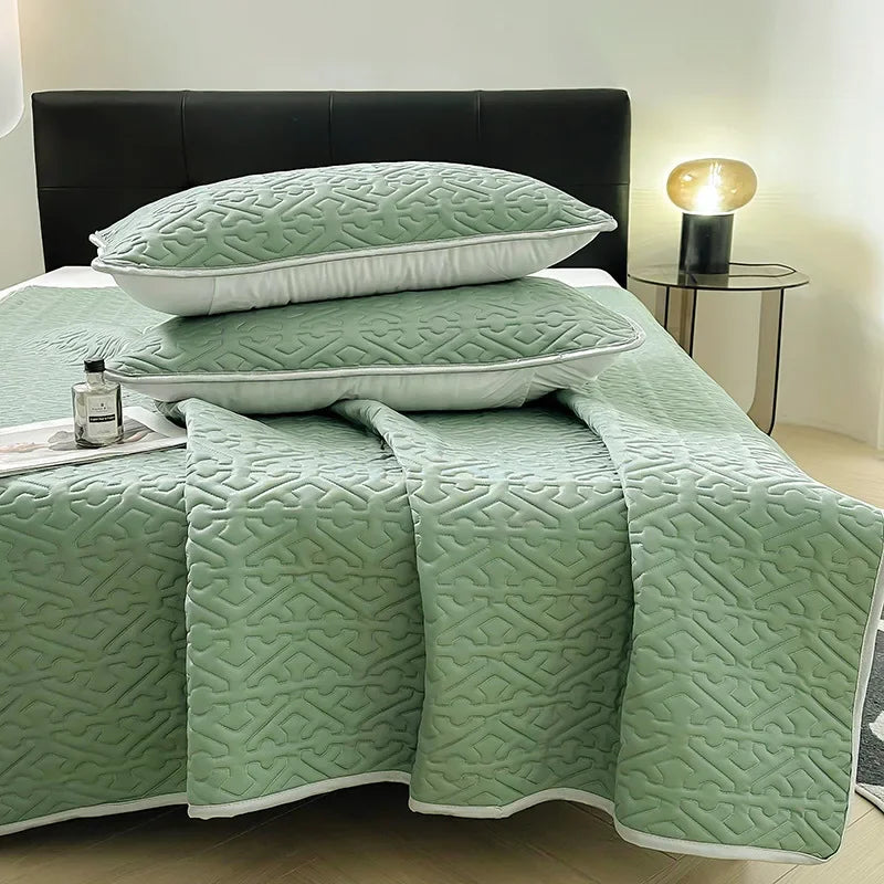 DecorBites™ Latex Cooling Mat Set: Washable, Soft, Breathable Bed Sheet - 3 Pieces