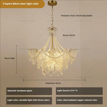 DecorBites™ Crystal Chandelier Light: French Modern Luxury for Living Room, Dining Room, Bedroom