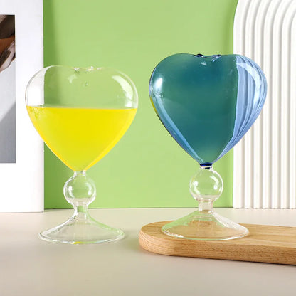 DecorBites™ Heart Shaped Glass Mug Set for Couples - Cocktail, Tea, Coffee, Beer Glassware Drinkware