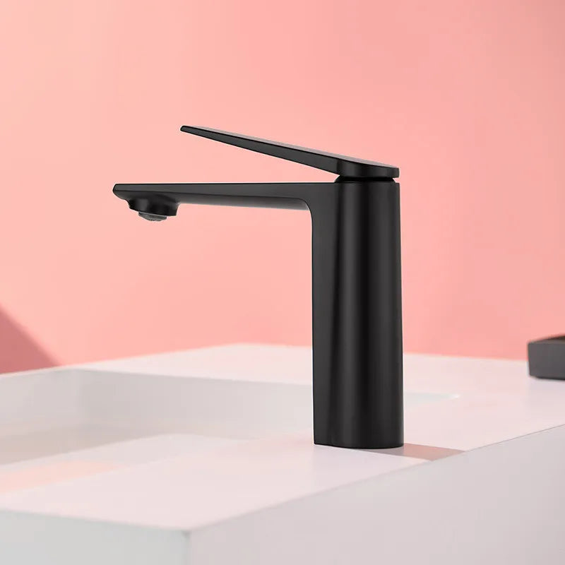 Grifo de baño gris oro Decorbites™ de una sola manija mezclador para fregadero montado en cubierta