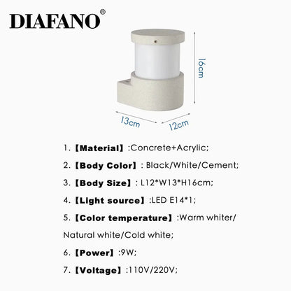 Aplique de pared exterior DecorBites™ de hormigón | Aplique de pared impermeable IP65 para patio, balcón y puerta