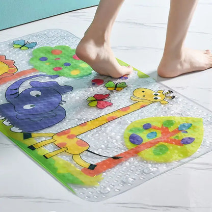 Decobites Cartoon Non-Slip Bathroom Mat with Suction Cup for Child Bathtub Eco-Friendly