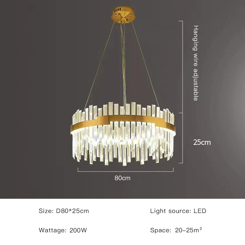 DecorBites™ Full Spectrum Gold Crystal Chandelier: Modern Luxury for Living Room, Bedroom, Dining Room