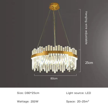 DecorBites™ Full Spectrum Gold Crystal Chandelier: Modern Luxury for Living Room, Bedroom, Dining Room