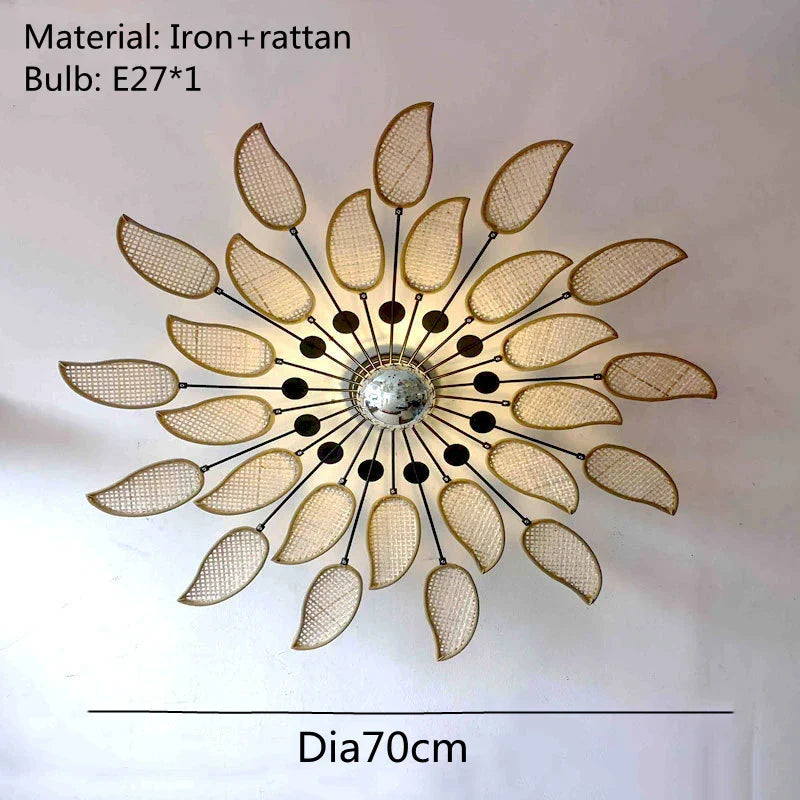 DecorBites™ Japanese Wicker Petal Chandelier for Tea House Dining, Parlor, Restaurant