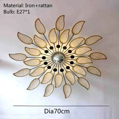 DecorBites™ Japanese Wicker Petal Chandelier for Tea House Dining, Parlor, Restaurant