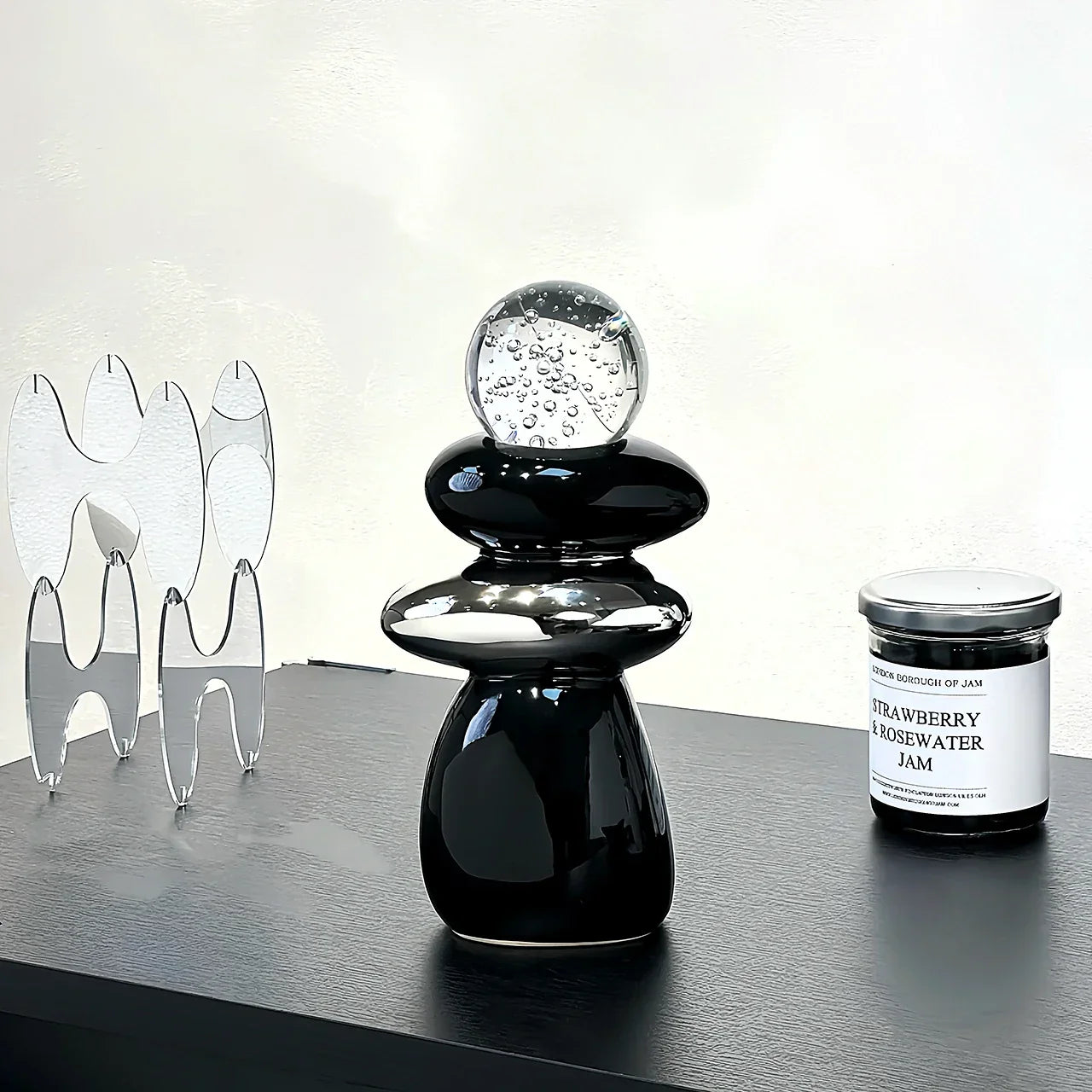 DecorBites™ Decorative Crystal Ball Statue Figurines for Home Decor - Geometric Stone Pile