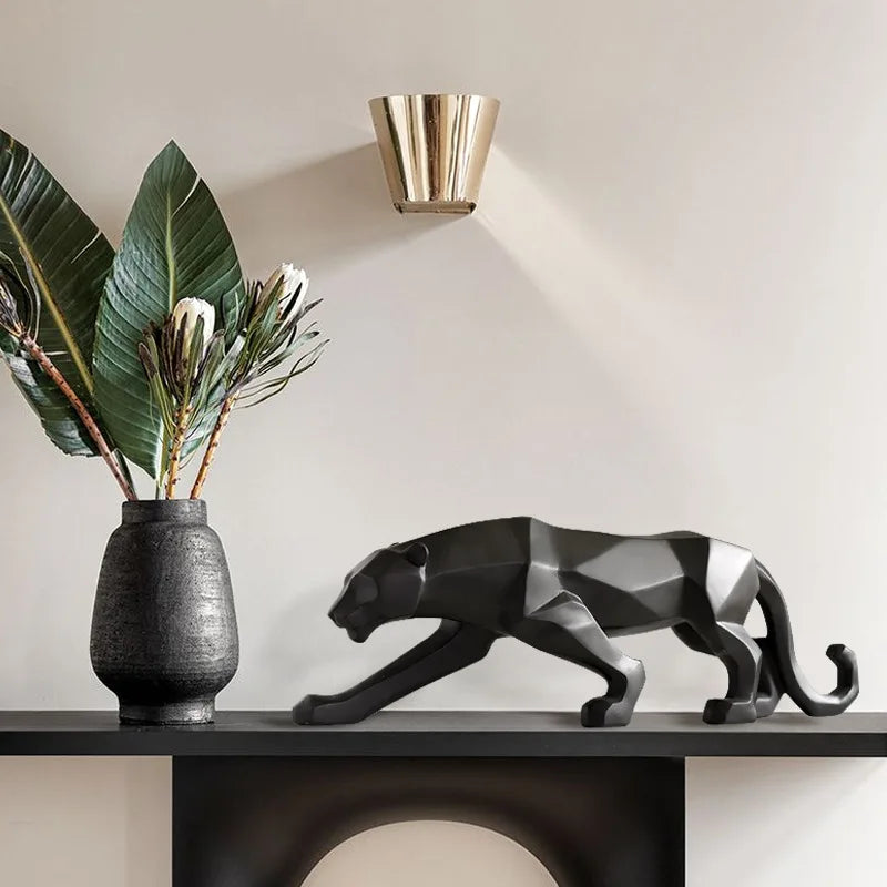 Escultura de resina DecorBites™ de leopardo dorado - Decoración de guepardo hecha a mano