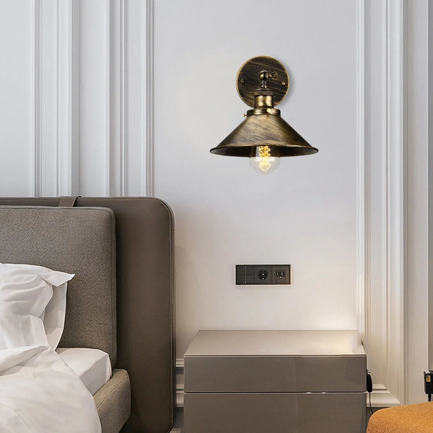 Aplique de pared DecorBites™ estilo loft industrial retro E27 para mesita de noche o salón