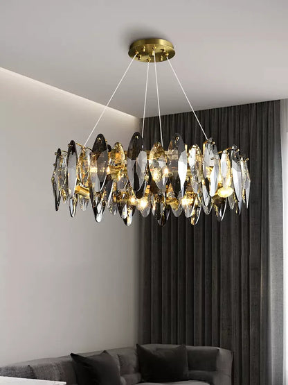 DecorBites™ Crystal Chandelier: Elegant Ceiling Hanging Light for Living Room & Dining Table