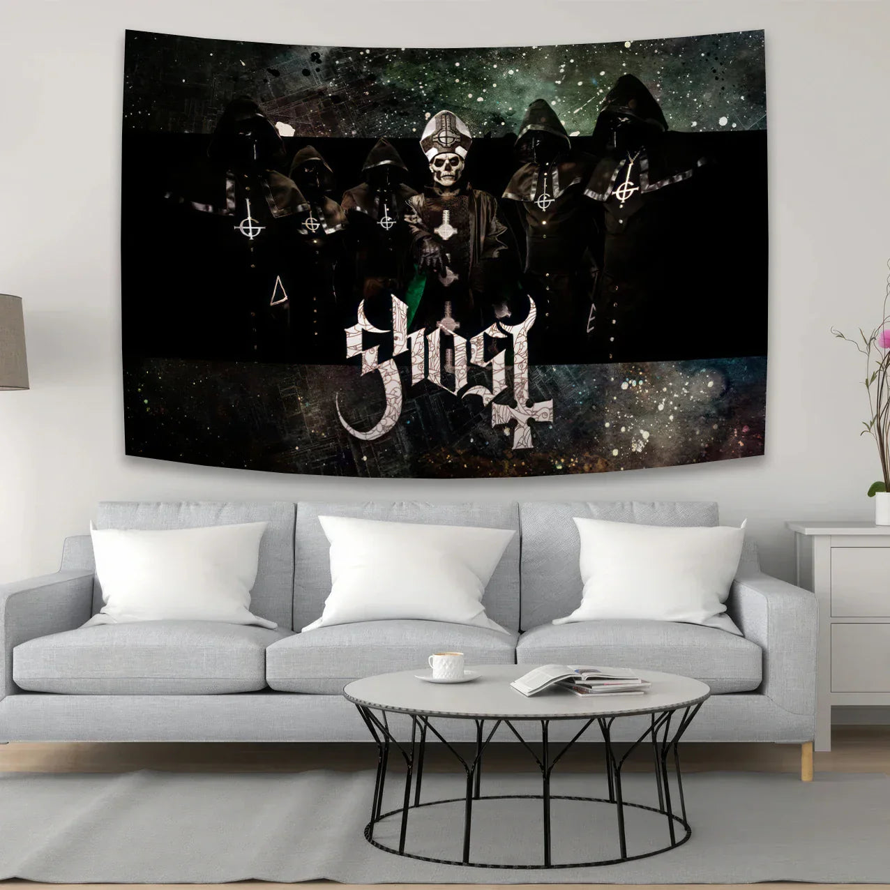 Decobites Metal Ghosts Band Tapestry Flag - Boho Hippie Wall Hanging for Home Decor