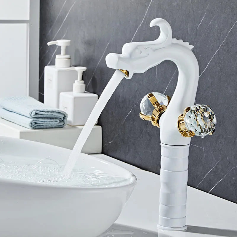 Grifo de lavabo de doble manija Cristal de Oro Decorbites™ para baño
